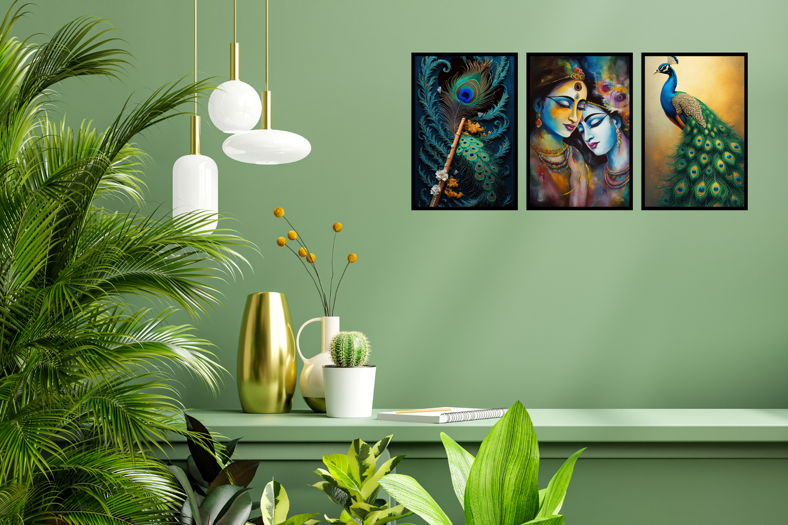 Indian Lord Krishna Wall Art Framed Prints 3
