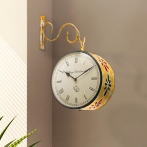 wall clock leopoldine handpainted station clock yellow 1.jpg